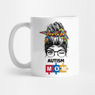 Women Messy Bun Autism Mom Mug